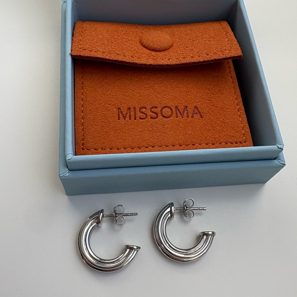 Missoma Ridge Silver Hoop Earrings, Small